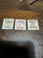 Lot de 3 timbres anciens de l'île de Penrhyn, rare !