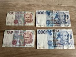 Italien 4 Banknoten