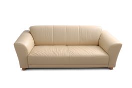 Echtleder-Sofa beige