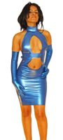 Latex Kleid mit Ausschnitt - Blau Gr. XXL