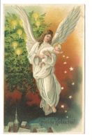 Fröhliche Weihnachten - Engel  Christkind - Präge-Litho 1905