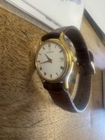 Eterna Quartz Damenuhr 90er Lederband ca. 27 cm vergoldet
