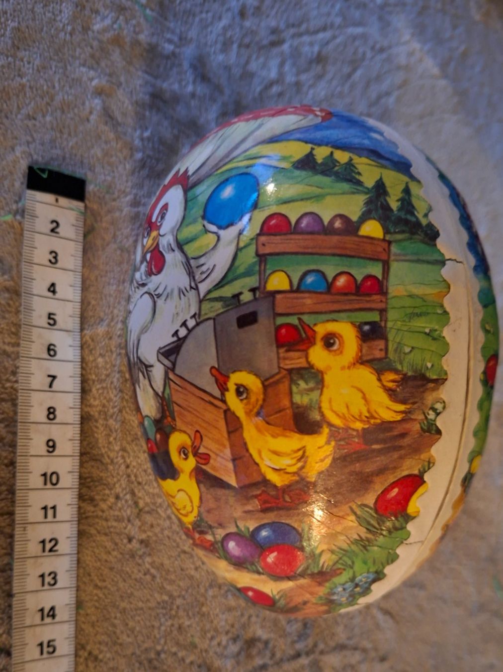Alle Dekorationen: Wunderschönes, sehr altes Osterei-Candycontainer aus Pappe – Gebraucht aus Otelfingen von silver-moon 4