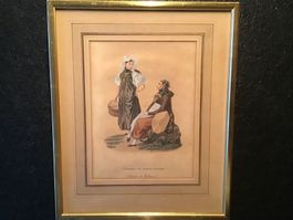 Femmes en conversations Soleure Aquatinta altkoloriert 1840