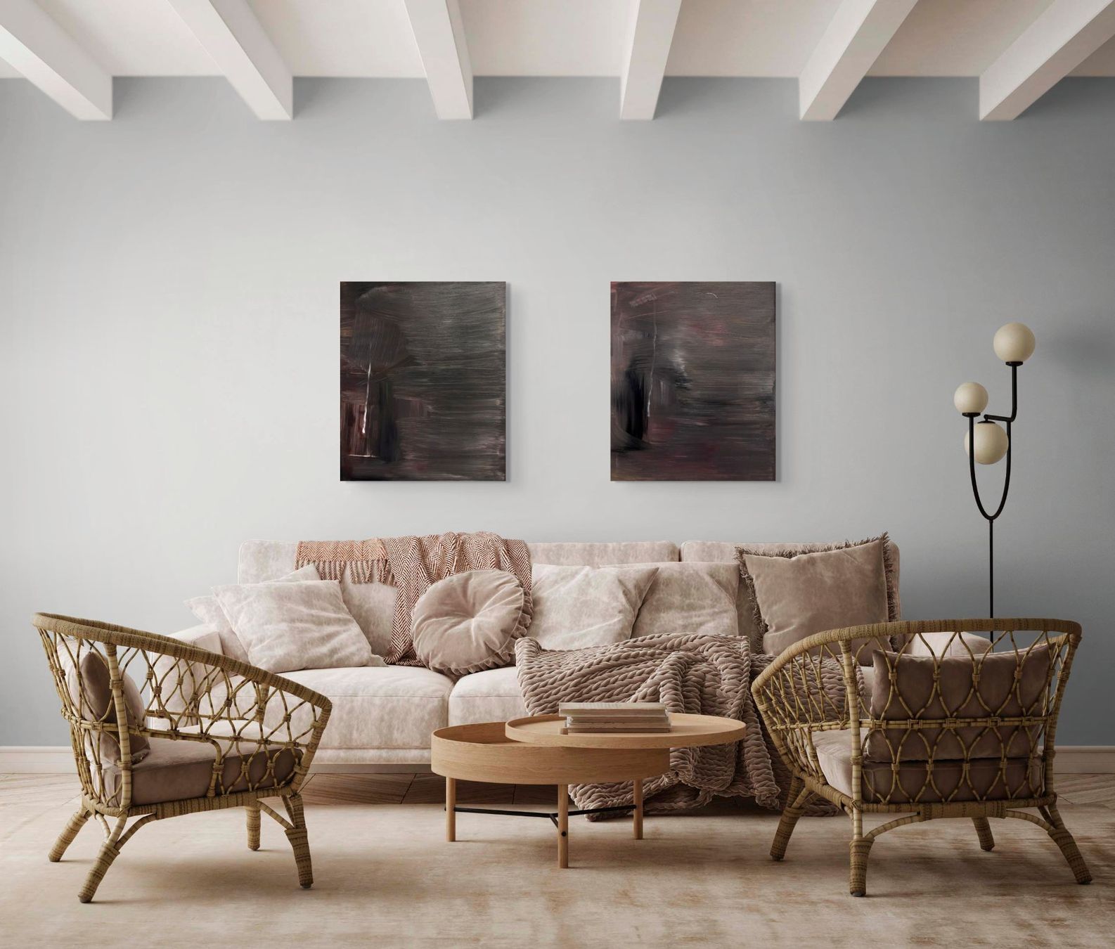 Dipinti: Abstraktes Bild , 60x50cm, 2 Stk.Öl auf Leinwand – Nuovo e nell'imballaggio originale da Aarau venduto da nes_6r5t