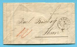 Faltbrief von Burgdorf nach Thun 1854