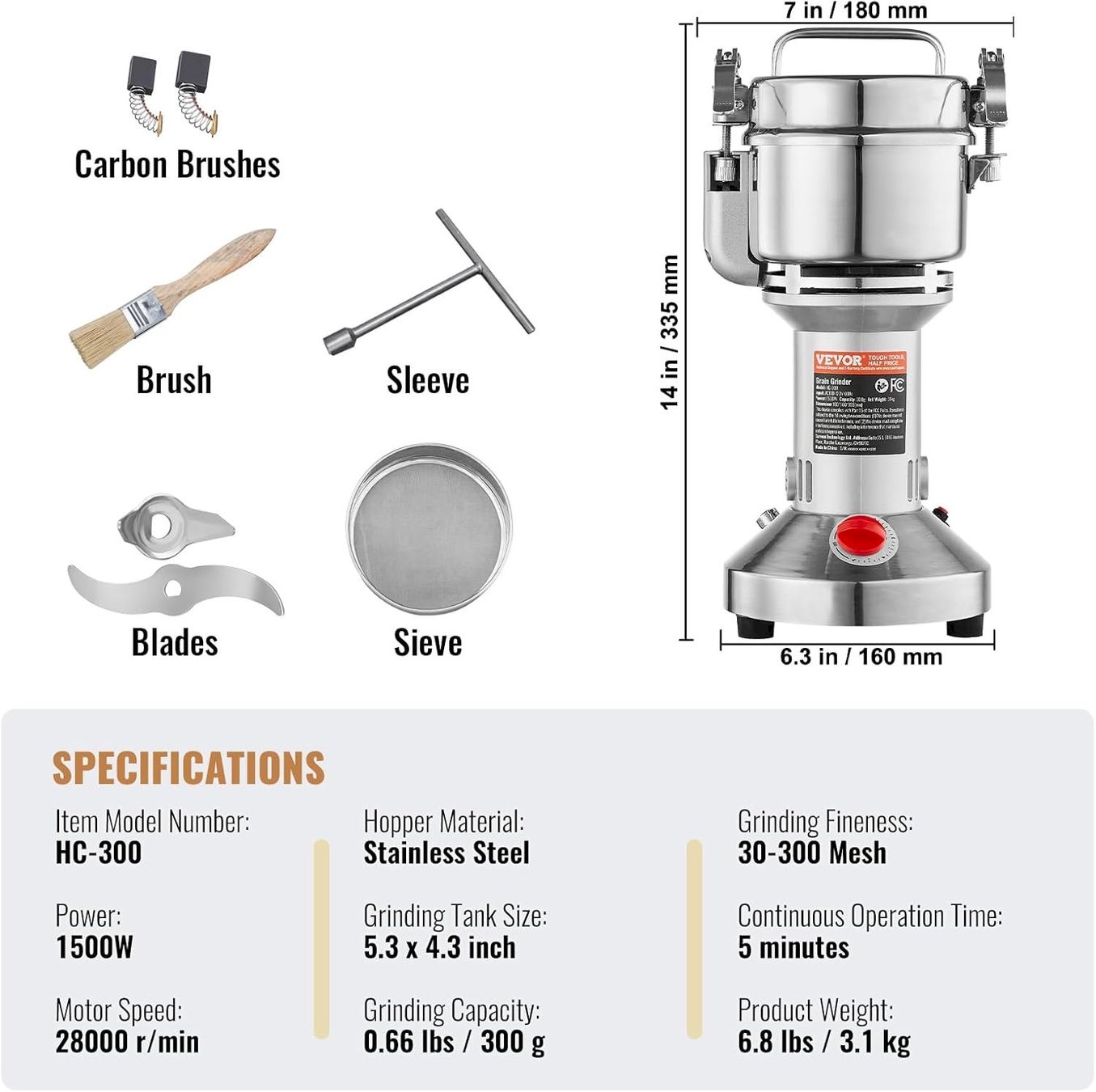 Elettrodomestici da cucina: VEVOR Elektrische Getreidemühle 300g – Nuovo e nell'imballaggio originale da Bottighofen venduto da zaap 2