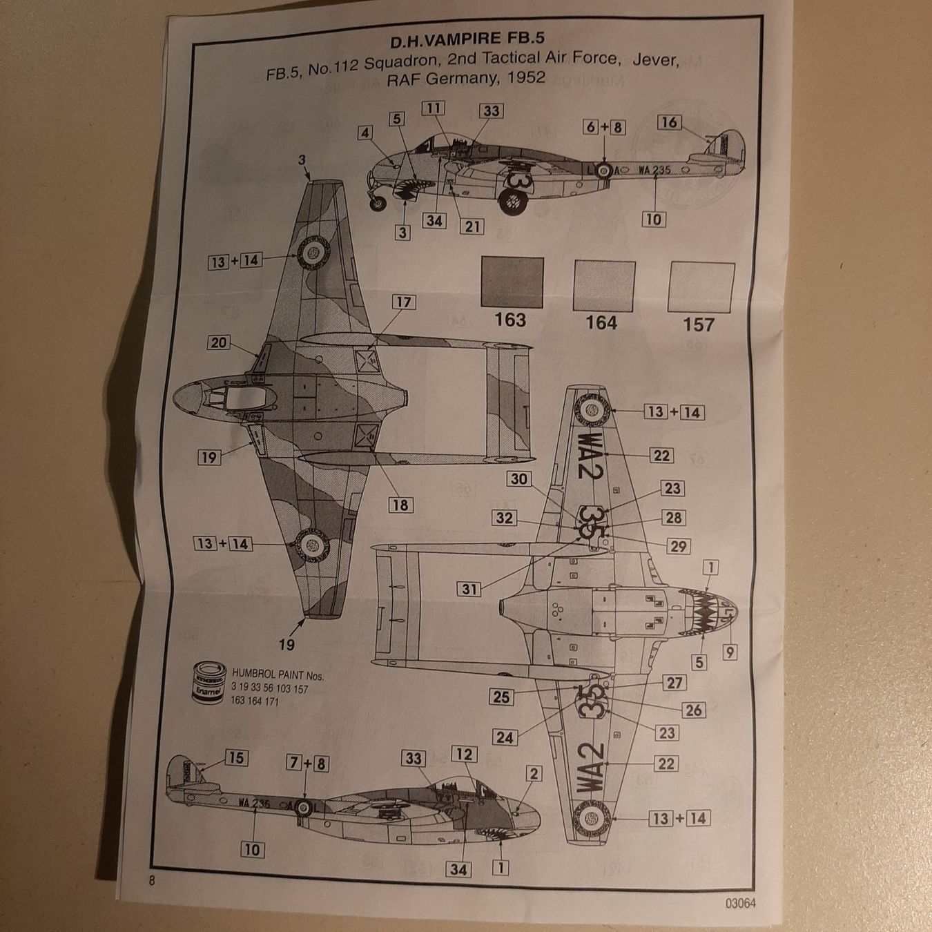Airfix Kit di modellismo & Modellini statici: 2619 ... D.H. 100 FB.5 Vampire / J-28 B ... Airfix 03064 – Difettoso da Bonstetten venduto da Benibanny59 3