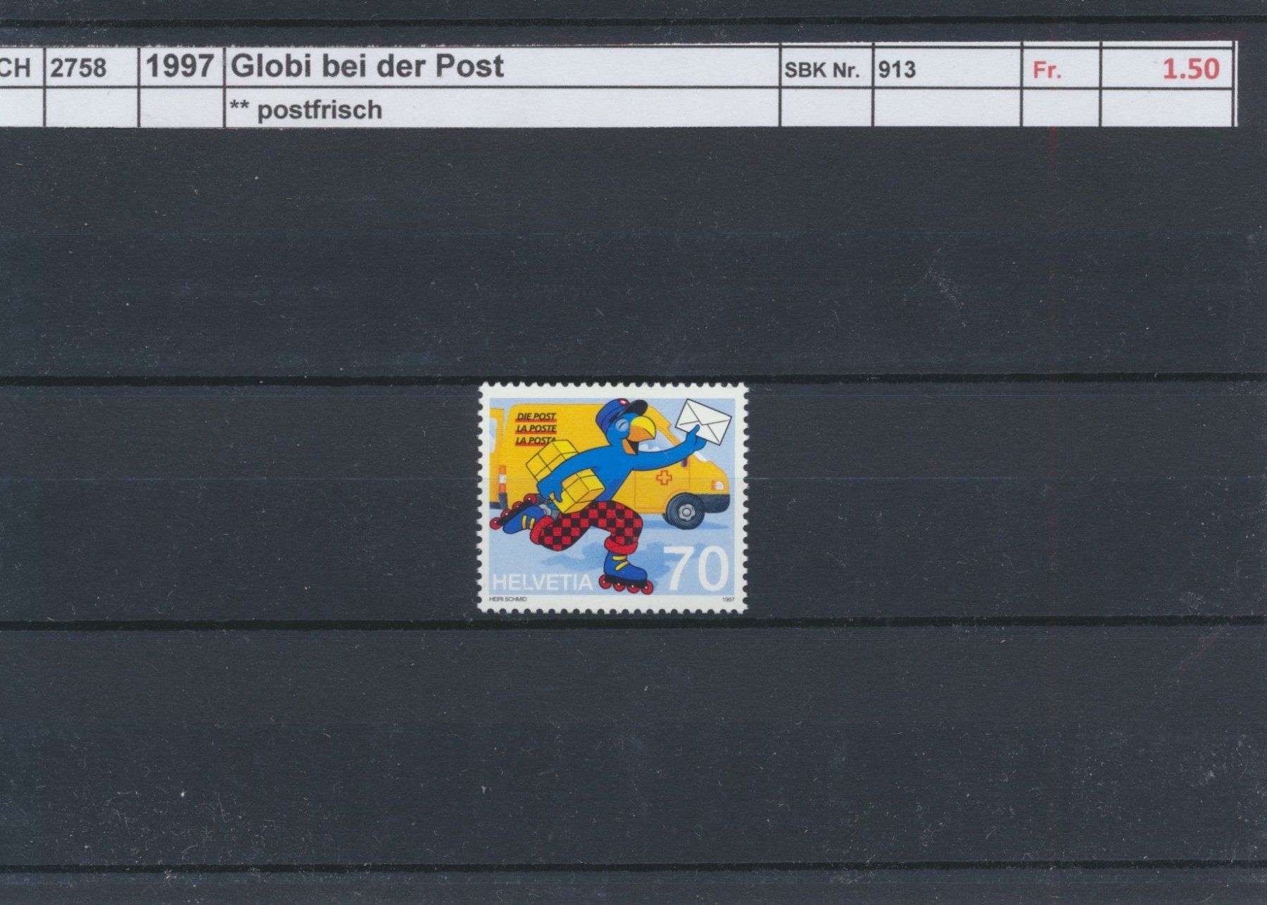 Tous les timbres: 1997 "Globi bei der Post", ** postfrisch – Neuf (Voir description) à Winterthur par Zupogeru