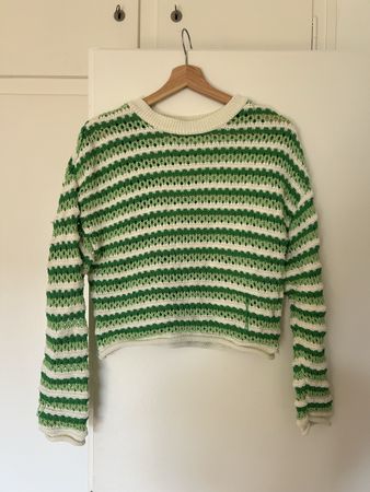 Pull & Bear green and white striped knit sweater 
