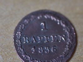 ANTIK  HISTORISCHE 1 RAPPEN MÜNZE VON   -- 1836 --