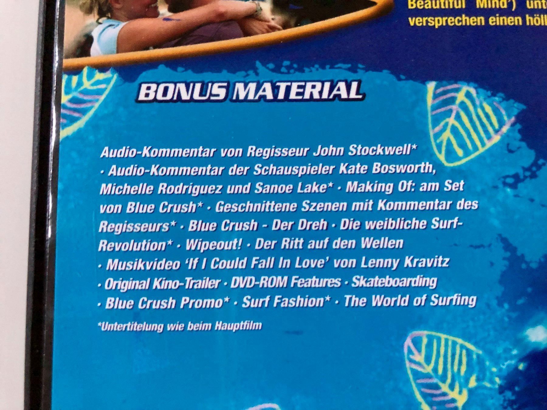 Tutti i DVDs: DVD - BLUE CRUSH – Usato da Gommiswald venduto da Aloha.Spirit 3