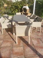 Salon de jardin  tablecomme neuve!plateau en verre trempe