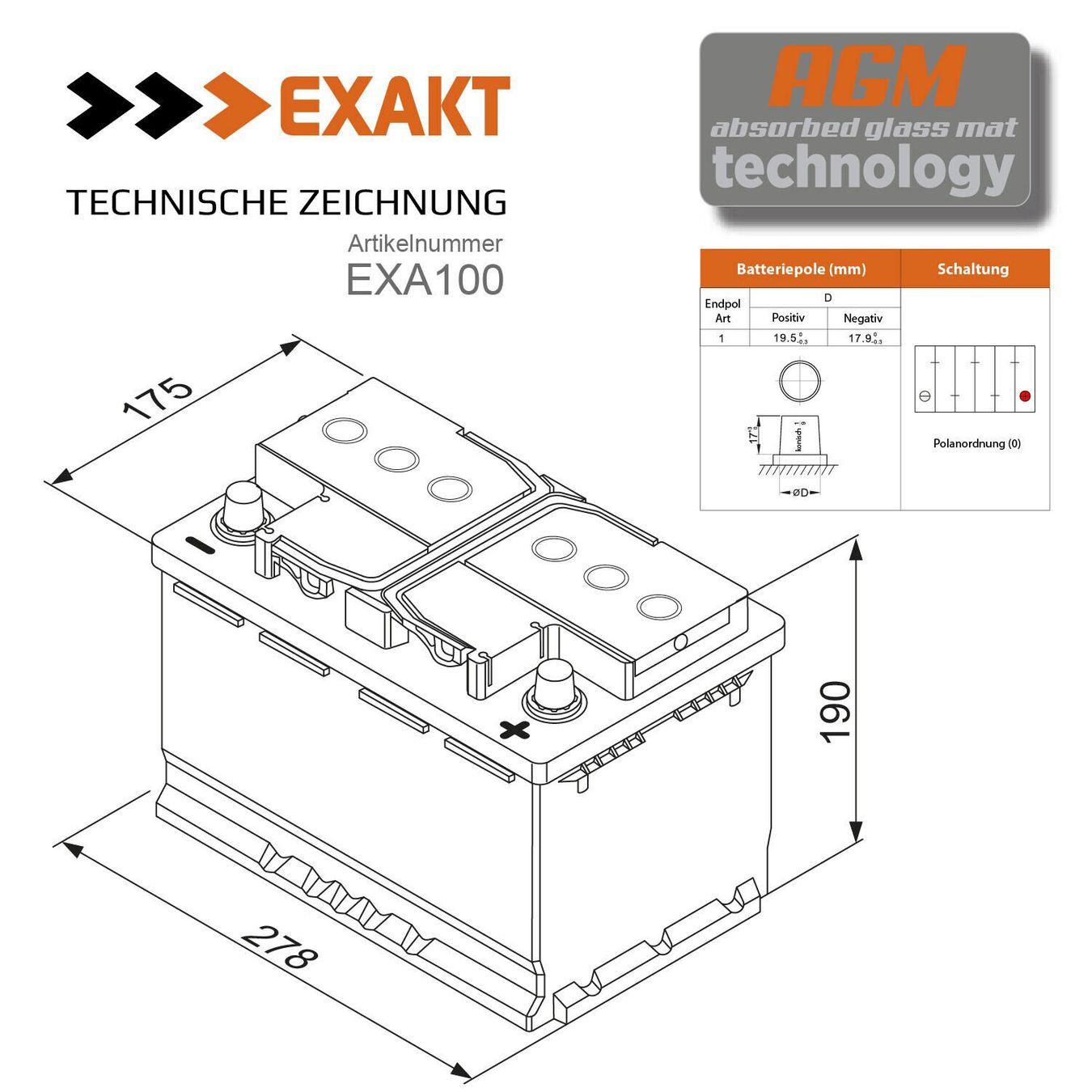 Elettrotecnica: EXAKT Solarbatterie 100Ah 12V – Nuovo e nell'imballaggio originale da Bottighofen venduto da zaap 3