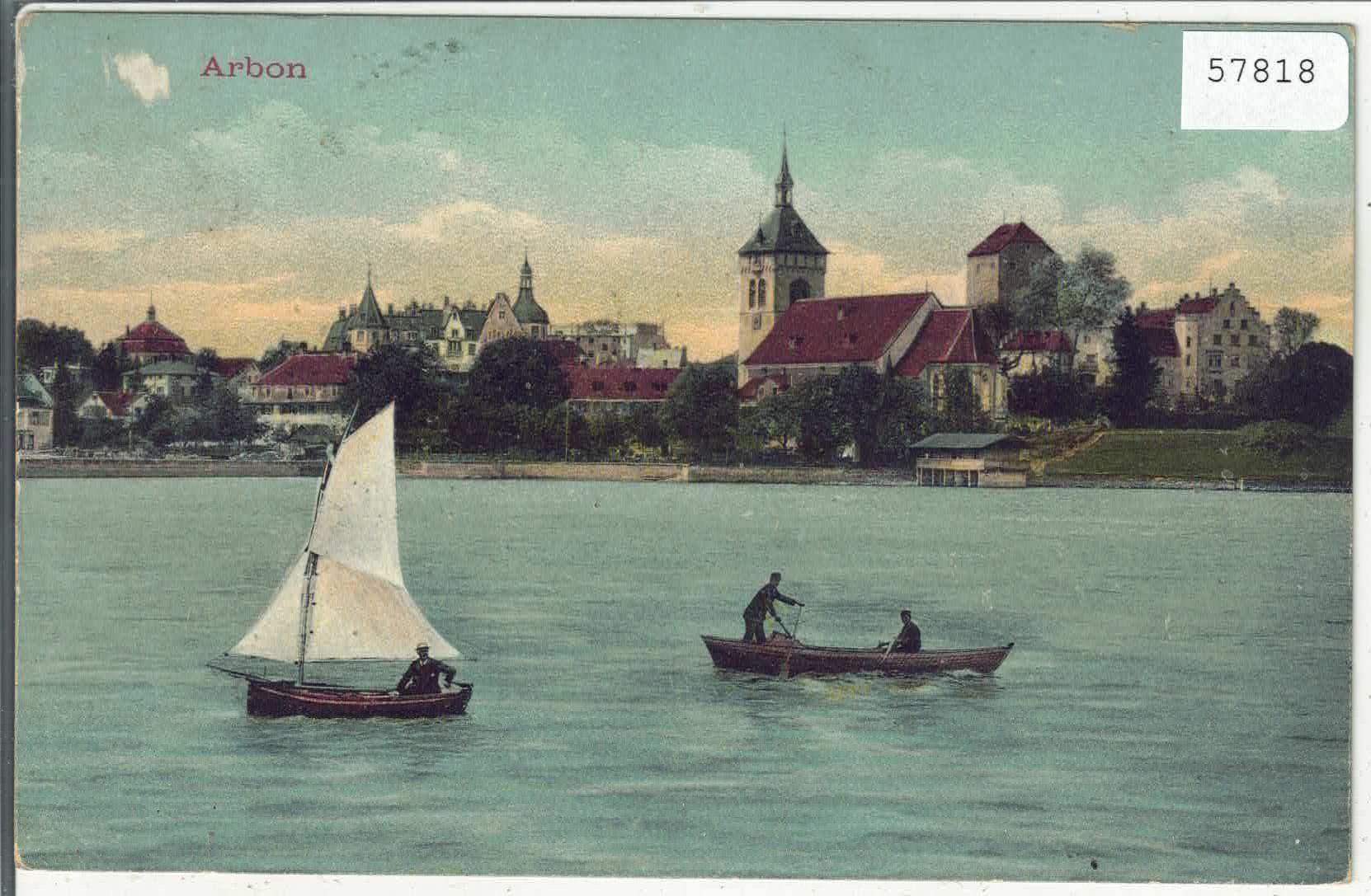 Ansichtskarten: Arbon - Teilansicht am See mit Boote - Litho – Gebraucht aus Ettingen von Kartenplanet