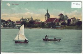Arbon - Teilansicht am See mit Boote - Litho