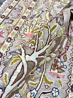 💚 PERFEKTER VINTAGE SEIDENTEPPICH GOLD BROSCHIERT 💚  FEIN