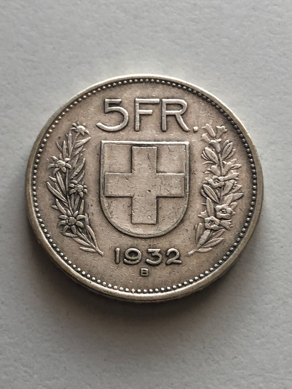 Alle Münzen: 5 Fr. 1932 – Gebraucht aus Schötz von Odpa
