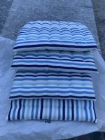 4 Stk. hochwertige Stuhlkissen, blau gestreift, gebraucht 