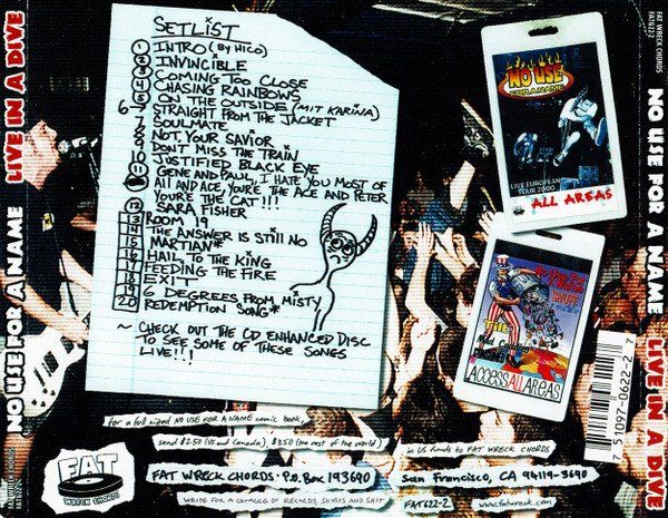 CD: No Use For A Name – Live In A Dive - c – Usato da Brittnau venduto da Zibu 1