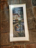 Pastellbild  Ascona schöner mediterraner Hafen signiert