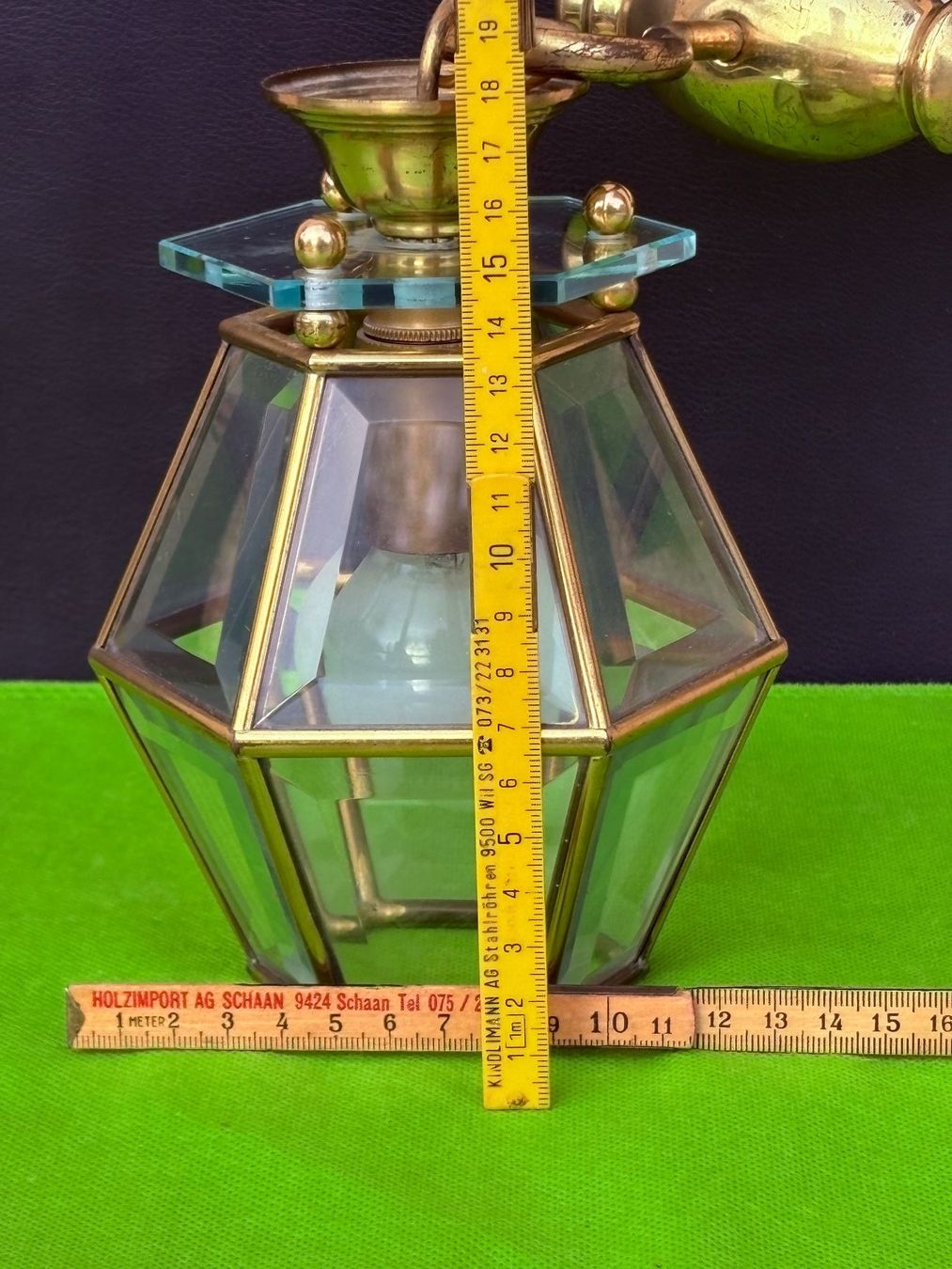 Lampade: Hängelampe sechseckig Glas mit Messingeinfassungen – Usato da Wil SG venduto da rolandsflohland 7