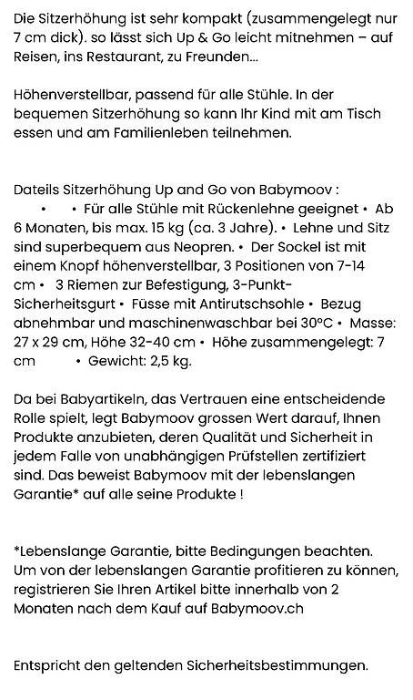 Chaises hautes: Sitzerhöhung Babymoov – D'occasion à Aarau par kau_2fcp 4