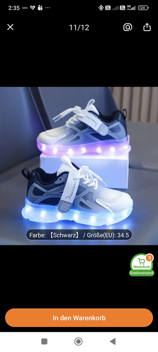 Scarpe per ragazzi: Kinder LED Schuhe neu 34.5 – Nuovo e nell'imballaggio originale da Tagelswangen venduto da electro_