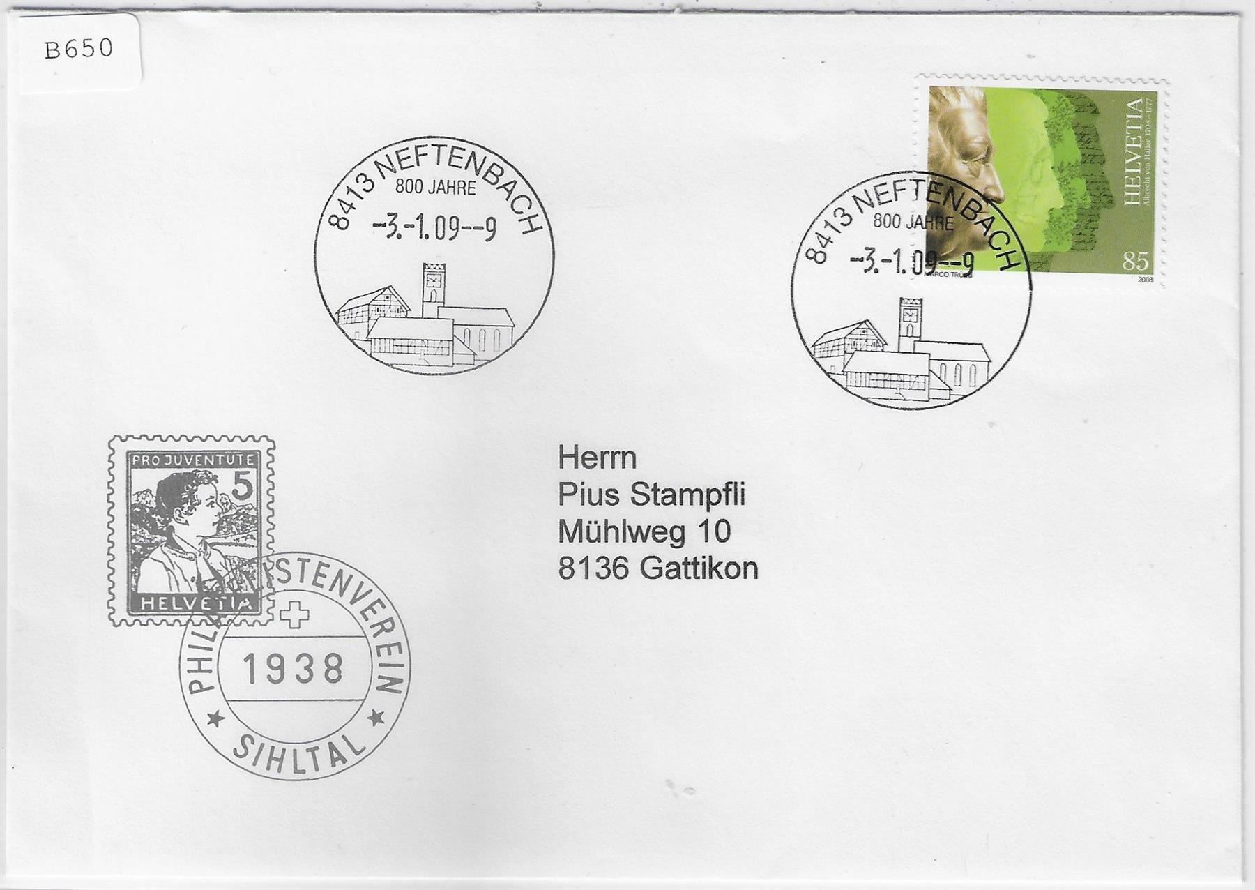 Tutti i francobolli: Werbestempel Neftenbach 3.1.2009 – Usato da Ettingen venduto da Kartenplanet
