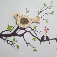 1 Stück Vogel Spatz (L) gehäkelt , crochet, uncinetto 918