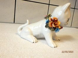 bunte Katze, Porzellan, handgemacht und bemalt, 12cm hoch