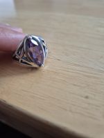 Silber 925 Ring mit lila Stein, Vintage Stil, Gr. 17.5mm (56