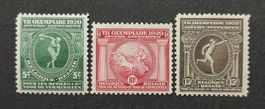Belgien 1920, VII Olympische Spiele, Satz ungestempelt