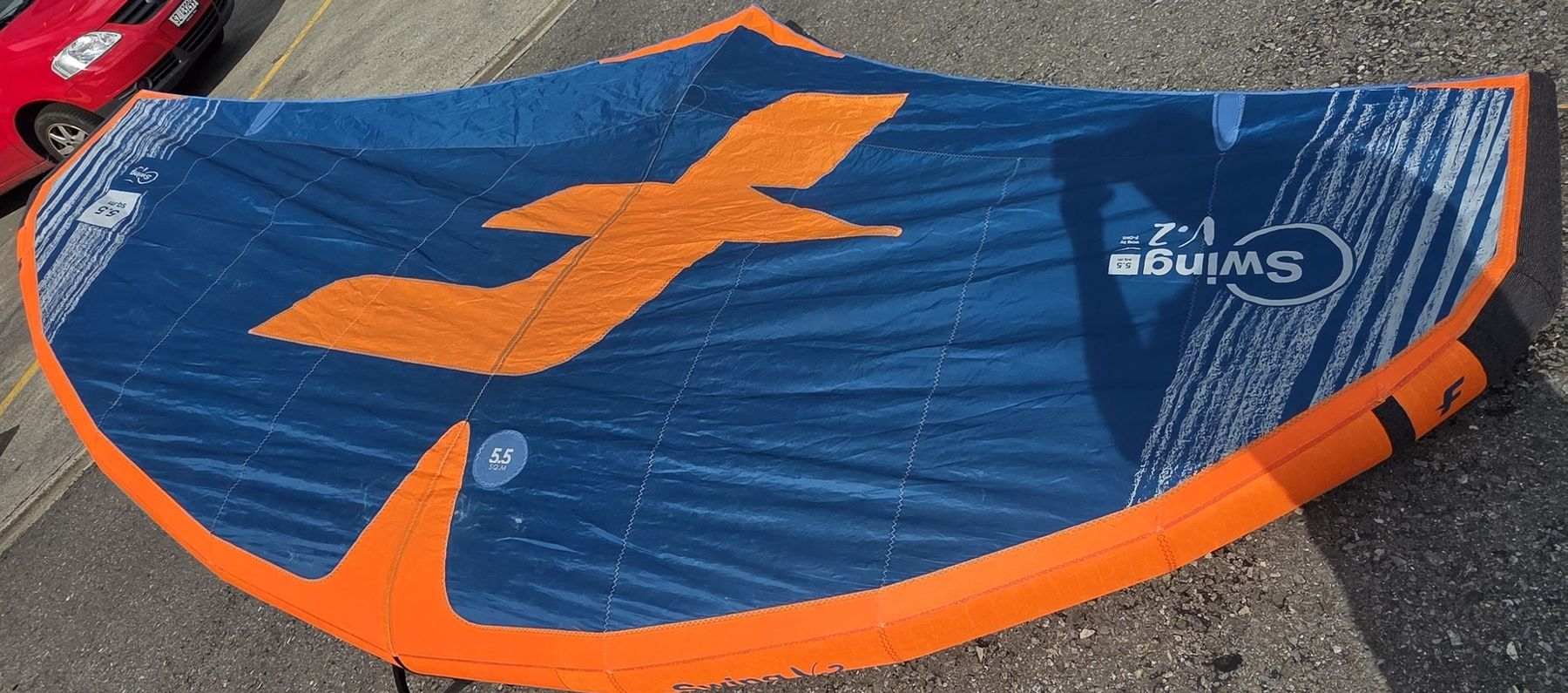 Surfen: F-One Wing Foil Kitewing V.2 5.5sqm blau/orange gebraucht – Gebraucht aus Goldau von antch
