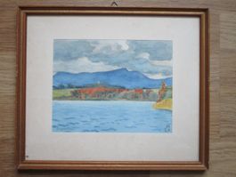 Aquarell Gemälde Bruno Hesse Burgaeschisee 1954