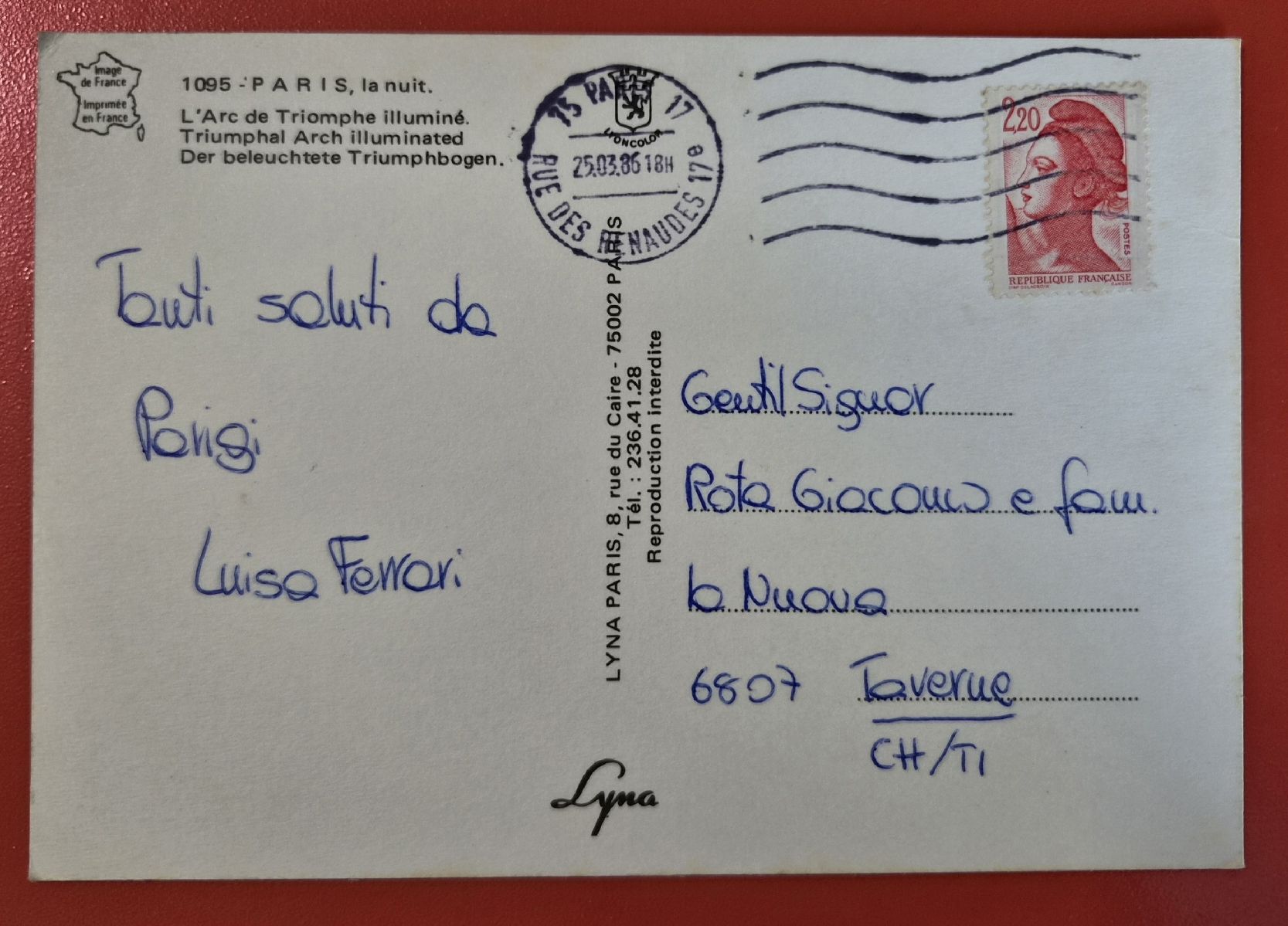 Cartes postales: Paris Arc de Triomphe 1986 – D'occasion à Melchnau par Arthurius 1