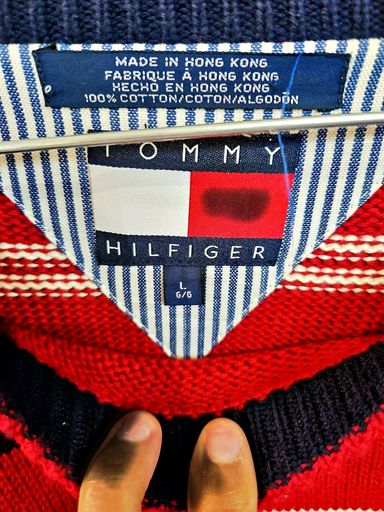 Tommy Hilfiger Maglioni & Felpe: Tommy Hilfiger Rot Gestreifter Baumwollpullover - Größe L – Usato da Zug venduto da vinokilo 4