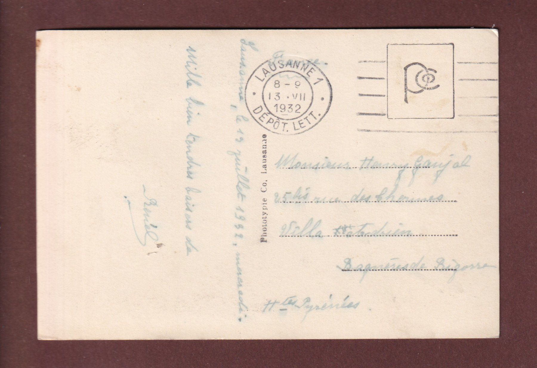 Ansichtskarten: LAUSANNE-OUCHY - Panorama - 1932 – Gebraucht aus Pully von nicecards 1