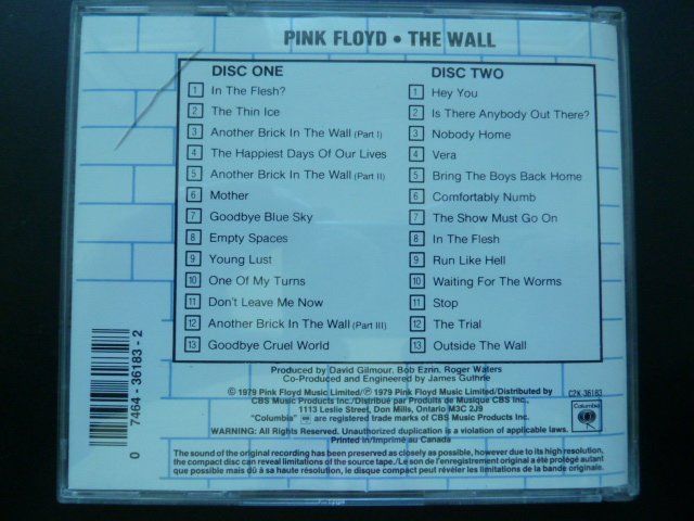 CD: Pink Floyd - The Wall  (2 CD's, vergriffen) – Usato da Au ZH venduto da sikoku 2