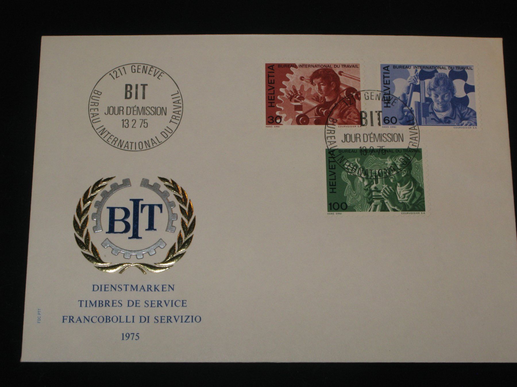 Tutti i francobolli: BIT Ergänzungswerte 1975 FDC Nr. 106 - 108 – Usato da Riken AG venduto da HEROWE