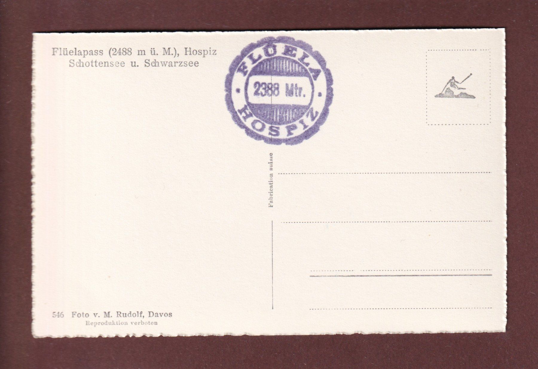 Cartoline postali: FLÜELAPASS - Hospiz – Usato da Pully venduto da nicecards 1