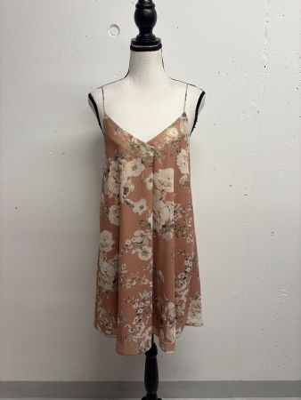 Mango Trägerkleid Gr. XS Blumen gold beige Kleid mini