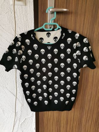 T-Shirt Totenkopf schwarz/weiss