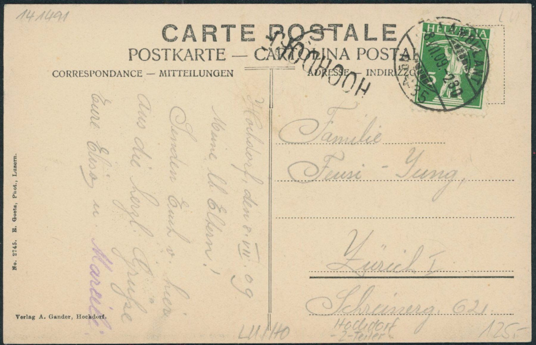 Cartoline postali: LU Hochdorf – Usato da Schindellegi venduto da masutka7 1