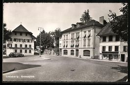 AK Lenzburg, Kronenplatz mit Hotel Krone