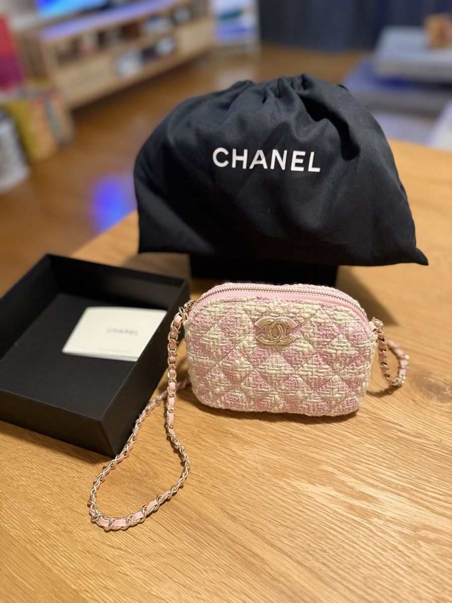 Chanel Borse da donna: CHANEL Pink Houndstooth Mini Tweed Tasche – Nuovo (secondo la descrizione) da Winterthur venduto da Skerk18