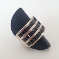 Vintage Silber Ring mit Onyx Steinen Gr. 17.5 mm
