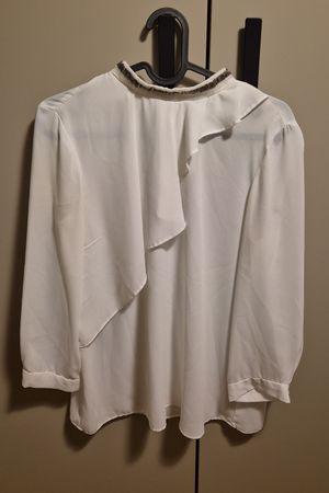 Elegante Chiffon Bluse Zara, Weiss, Grösse XS