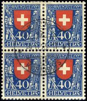 1922 Pro Juve Nr. J24 Viererbl., BERN 9.II.23, m. Attest BP.