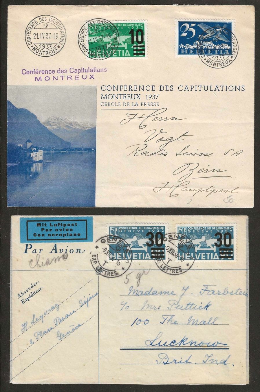 Tutti i francobolli: 1936/37 : 2 Briefe mit CH Flugpost Marken – Usato da Gümligen venduto da Geniusbuy